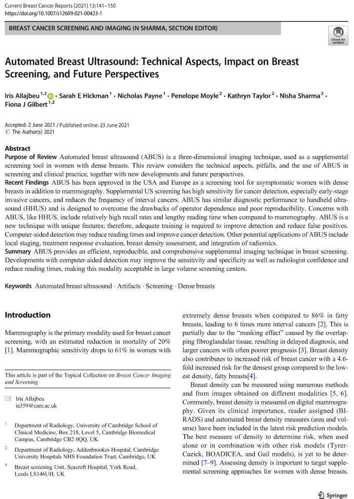 Automated Breast Ultrasound: Technical Aspects, Impact on Breast